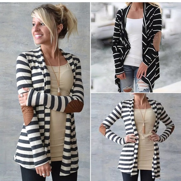 Striped Open-Style Cardigan - Picture 2 of 4